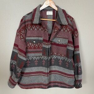 New In Gray and Red Patterned Jacket